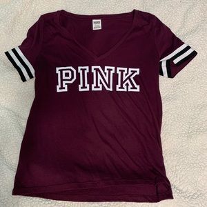 PINK Victoria’s Secret Burgundy V-Neck Tee